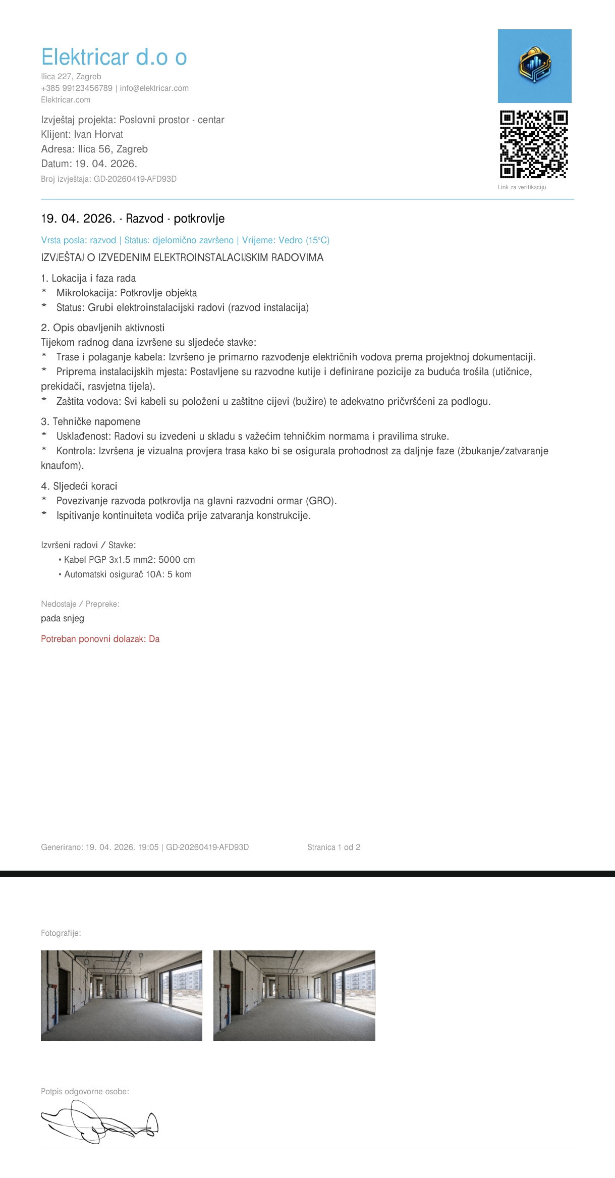 PDF izvještaj